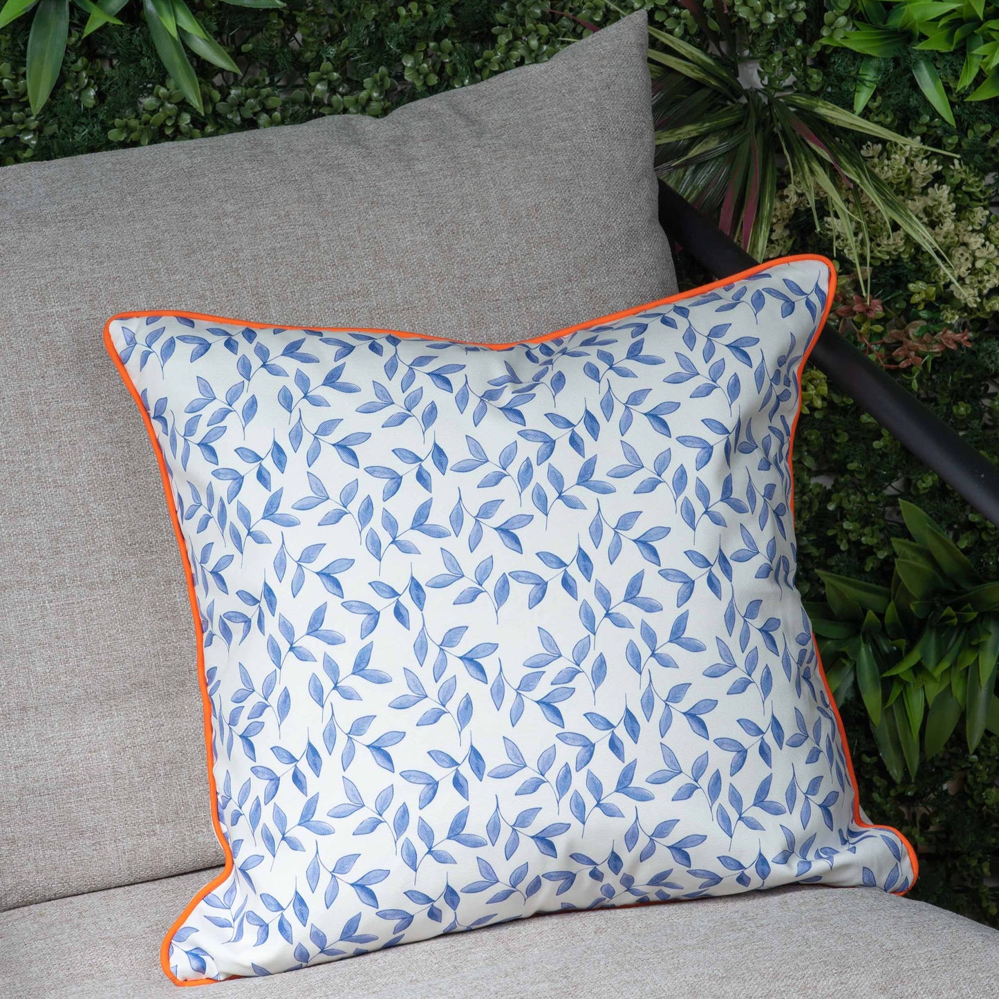 Blue leaves cushion