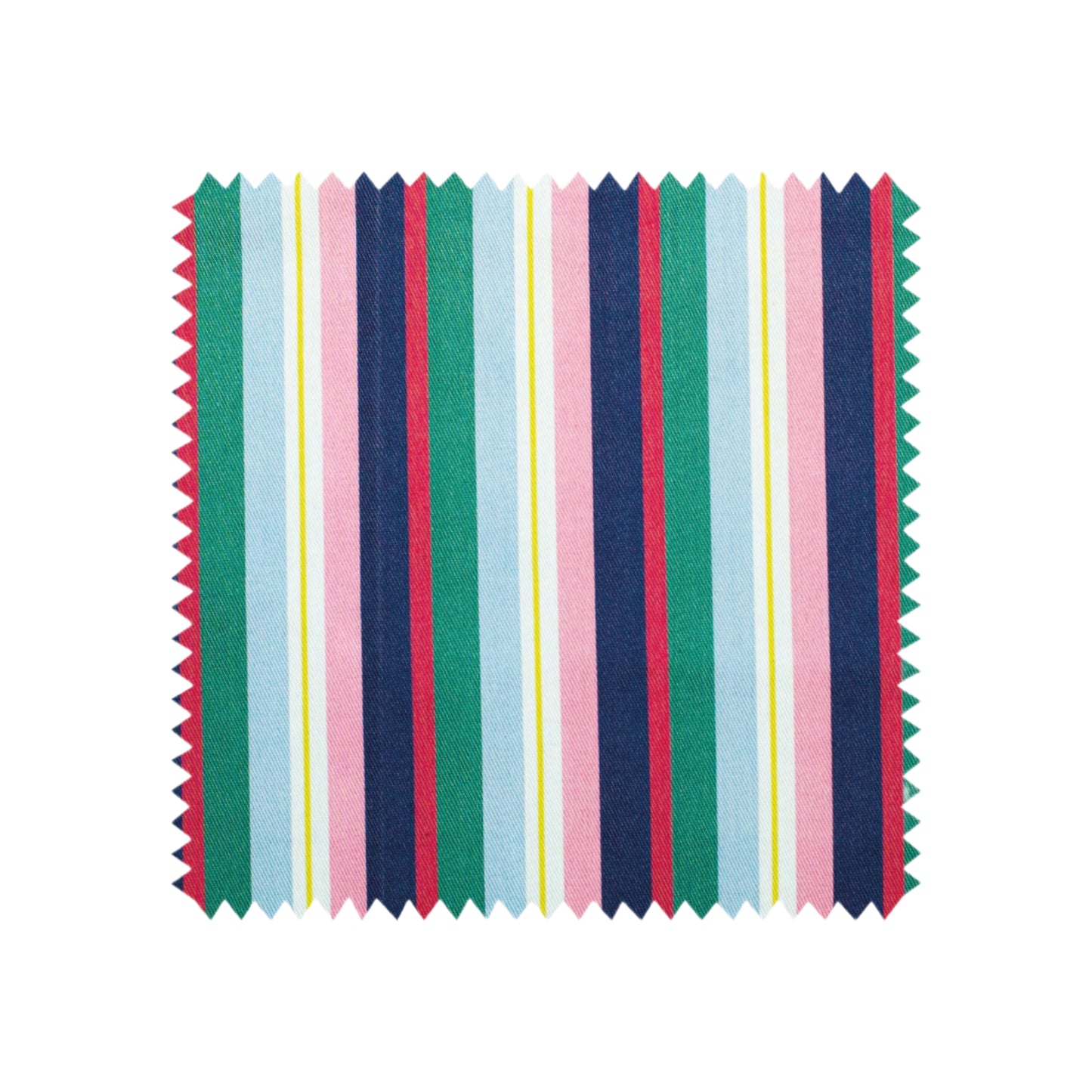 Colourful stripe tea towel swatch in navy blue, pink and green from Mayajoy 