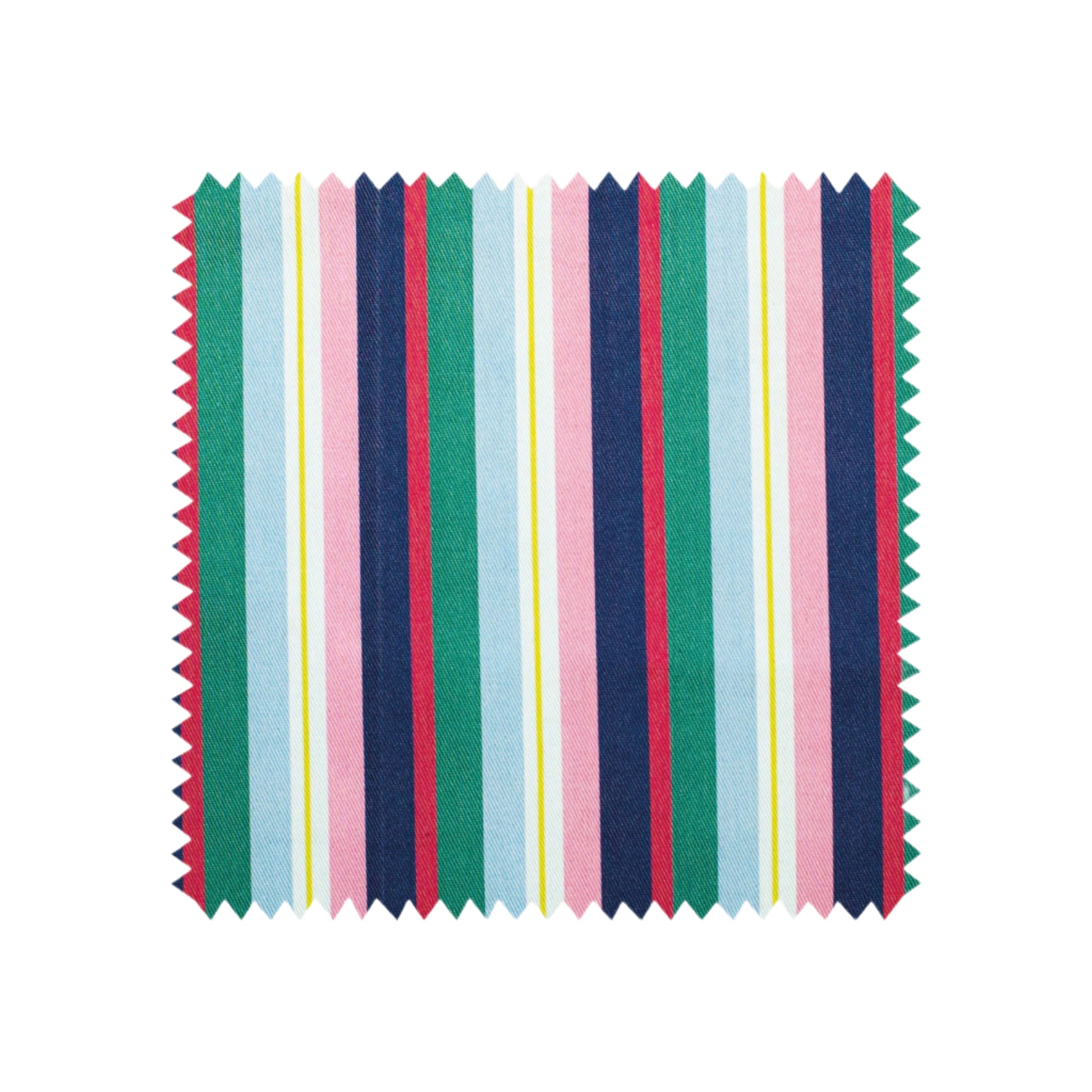 Colourful stripe tea towel swatch in navy blue, pink and green from Mayajoy 