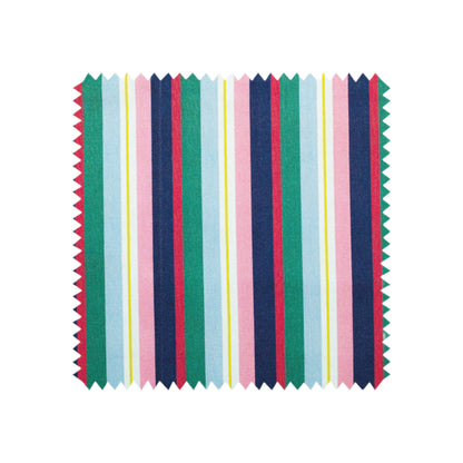 Colourful stripe tea towel swatch in navy blue, pink and green from Mayajoy 