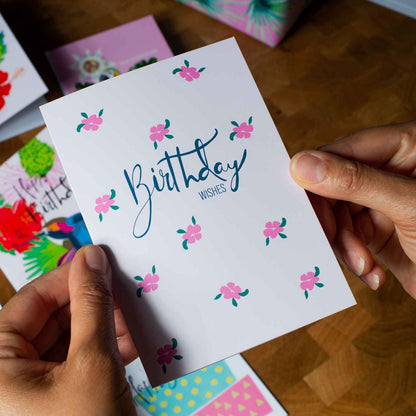 Birthday wishes ditsy floral card