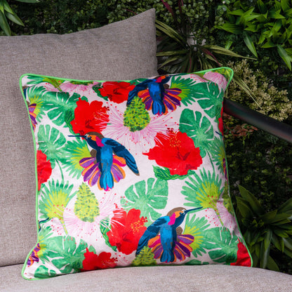 Hummingbird velvet cushion