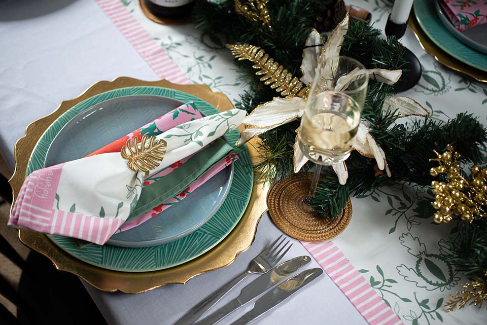 Christmas Swan cotton Table runner