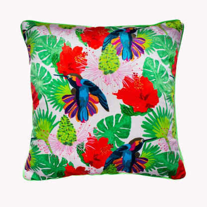 Hummingbird velvet cushion