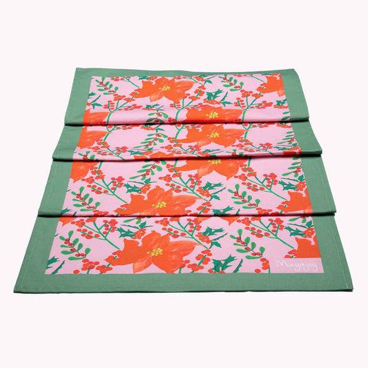 Christmas Poinsettia Table runner